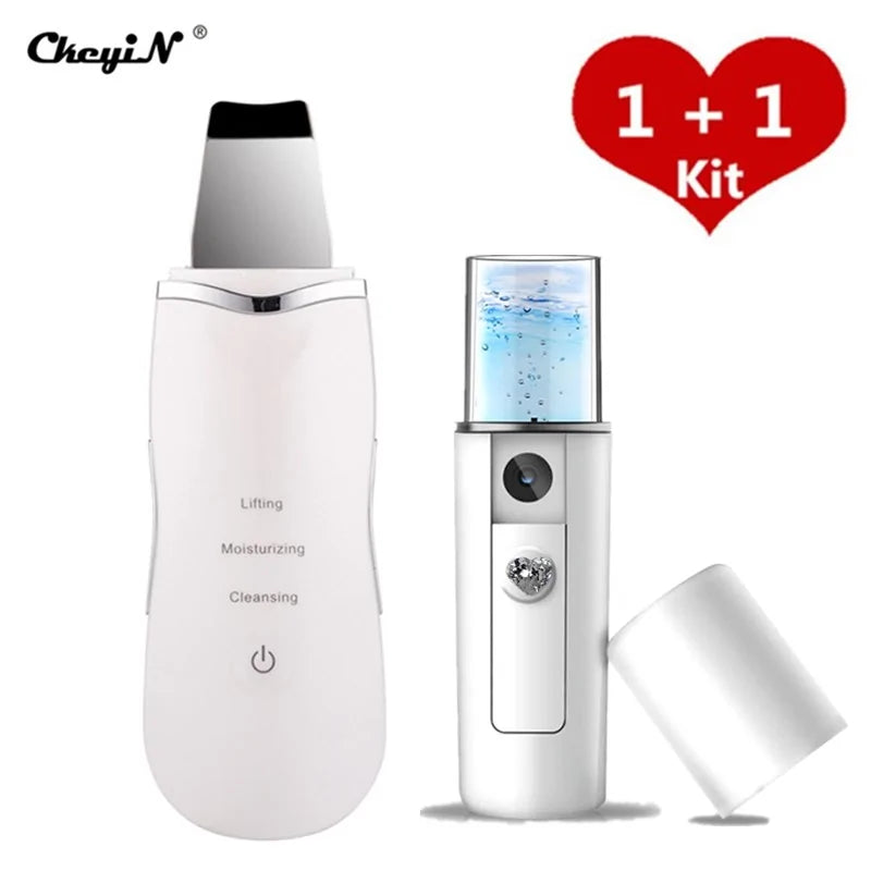 Ultrasonic Skin Scrubber + Skin Rejuvenation Nano Face Mist Steamer